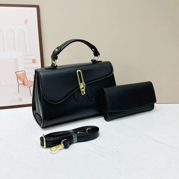 Padlock Accented Bag with Matching Wallet