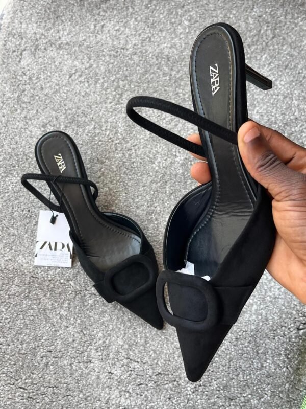 Zara Buckle Pointed-Toe Heels