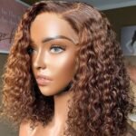 Glueless Chocolate Brown Malaysian Water Curls Wig, 4x4, 12inches