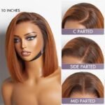 Ombre Silky Blunt Cut Glueless 13x4 Frontal Lace Short Bob Wig Human hair, 10'' - Image 2